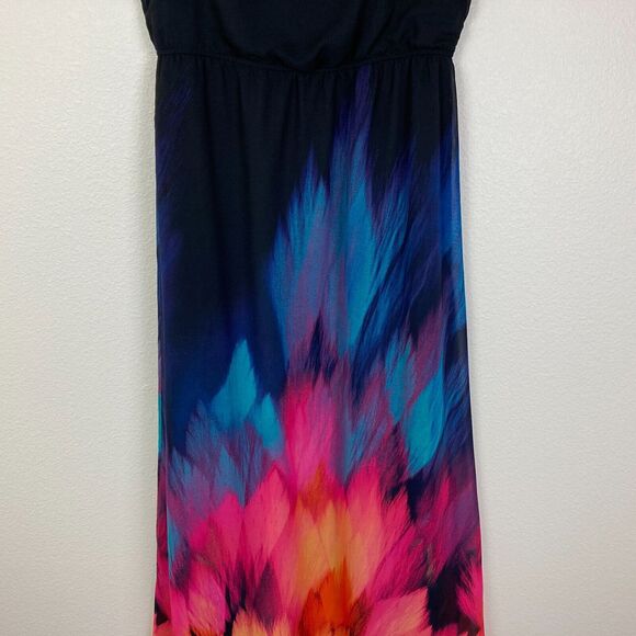 Nina Leonard Women's Pullover Maxi Dress Size 8 Artsy Abstract Vacation Resort - Picture 4 of 8